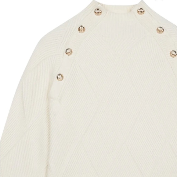 MAJE MARNA DIAMOND RIB MOCK NECK SWEATER - Picture 3 of 4